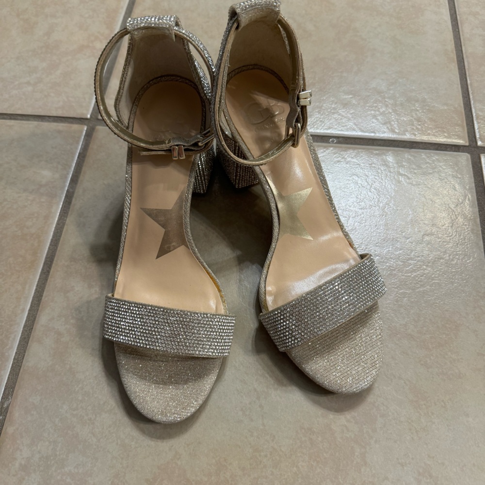 Rhinestone Block Heel Sandal